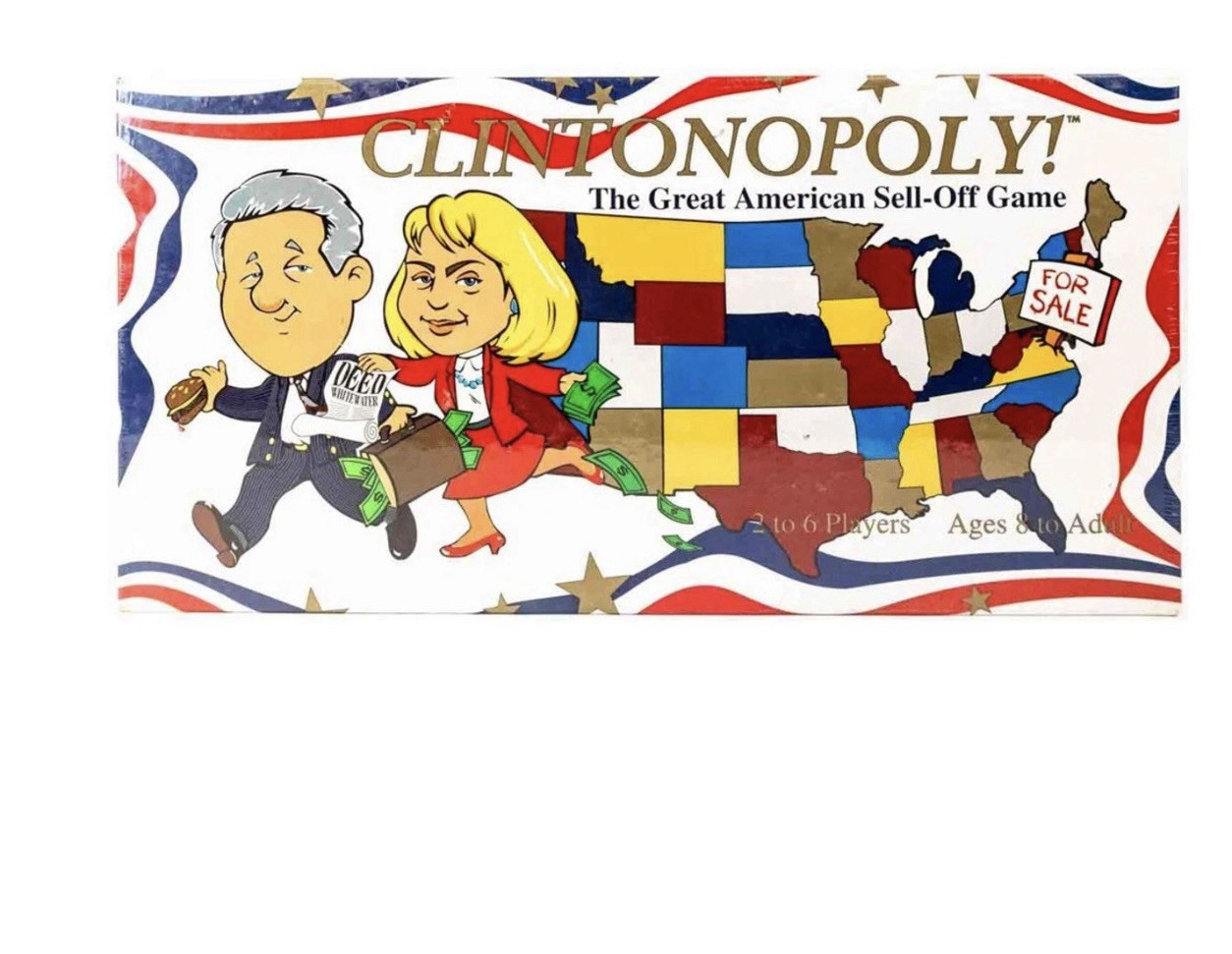 Clintonopoly The Great American Sell-off Board Game 1995 Bill Hillary, Sealed Clintonopoly The Great American Sell-off Board Game 1995 Bill Hillary, Sealed