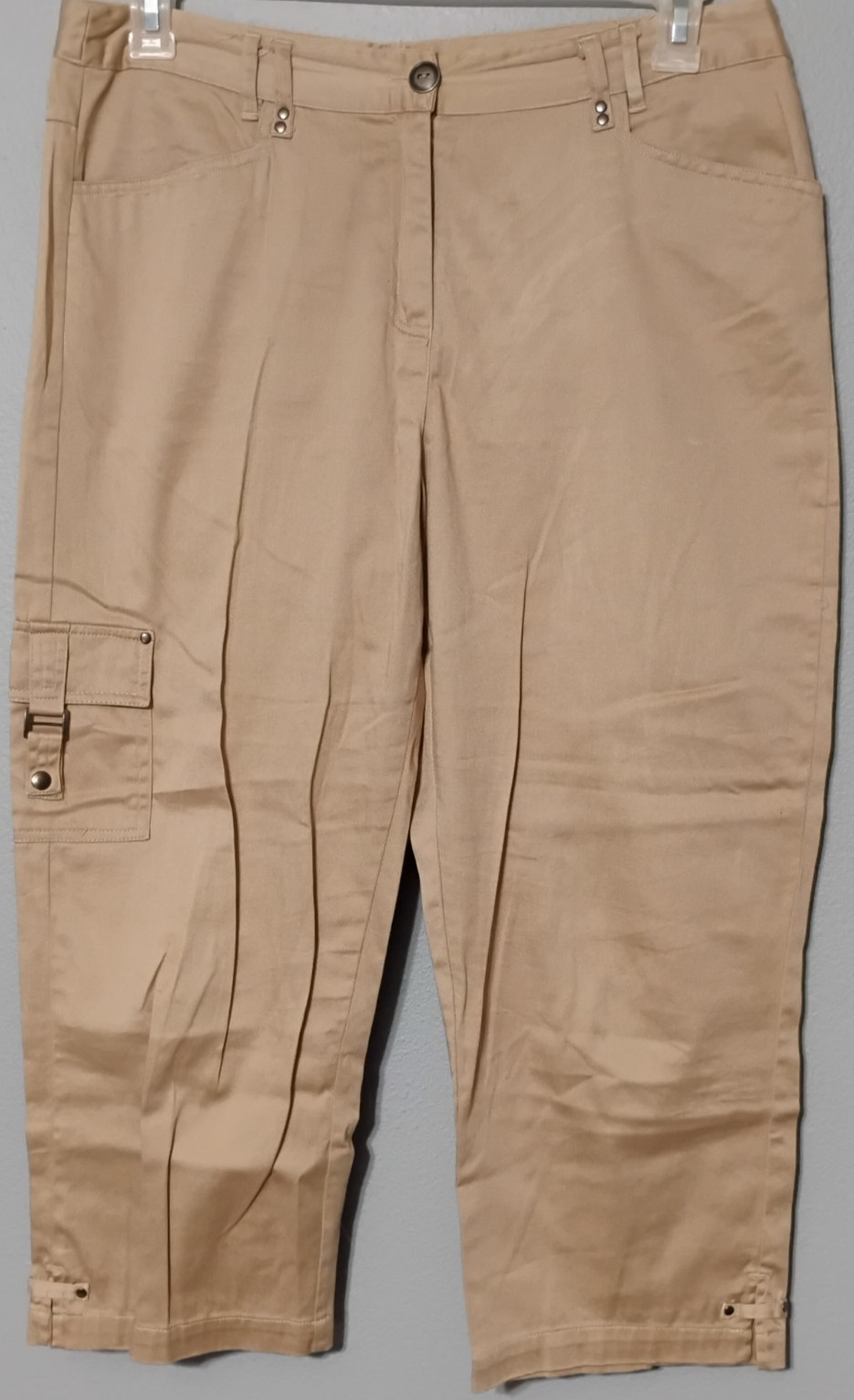 Vintage Spartelle Cropped Pants Capris Womens 10 Tan Cargo Stretch 22.5\ Vintage Spartelle Cropped Pants Capris Womens 10 Tan Cargo Stretch 22.5\