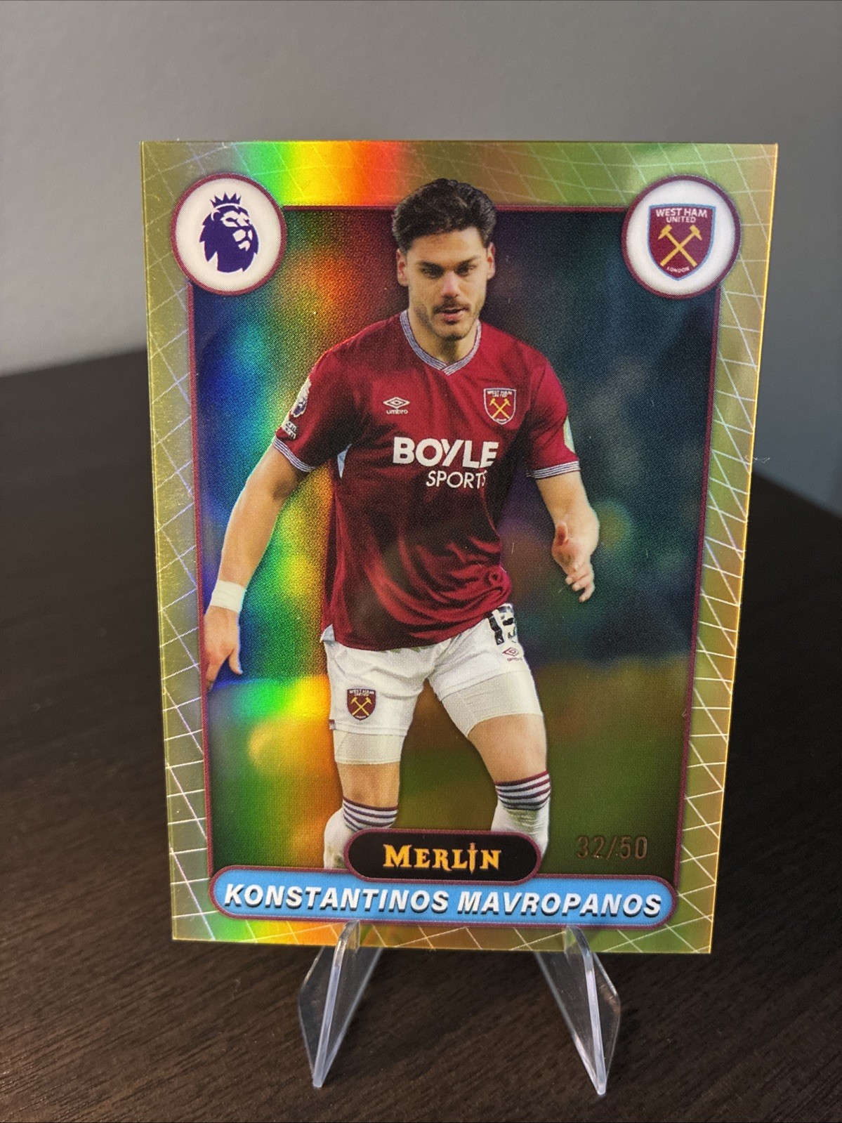2025-26 Topps Merlin Premier League Konstantinos Mavropanos Gold /50 West Ham 2025-26 Topps Merlin Premier League Konstantinos Mavropanos Gold /50 West Ham