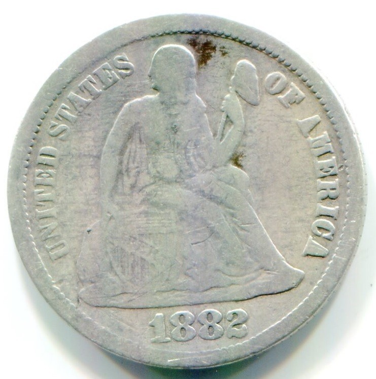 1882 Seated Liberty Dime   Partial Liberty 