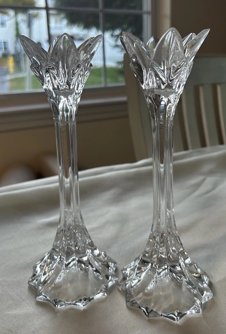 Vintage Glass Candle Holder Pair 9\