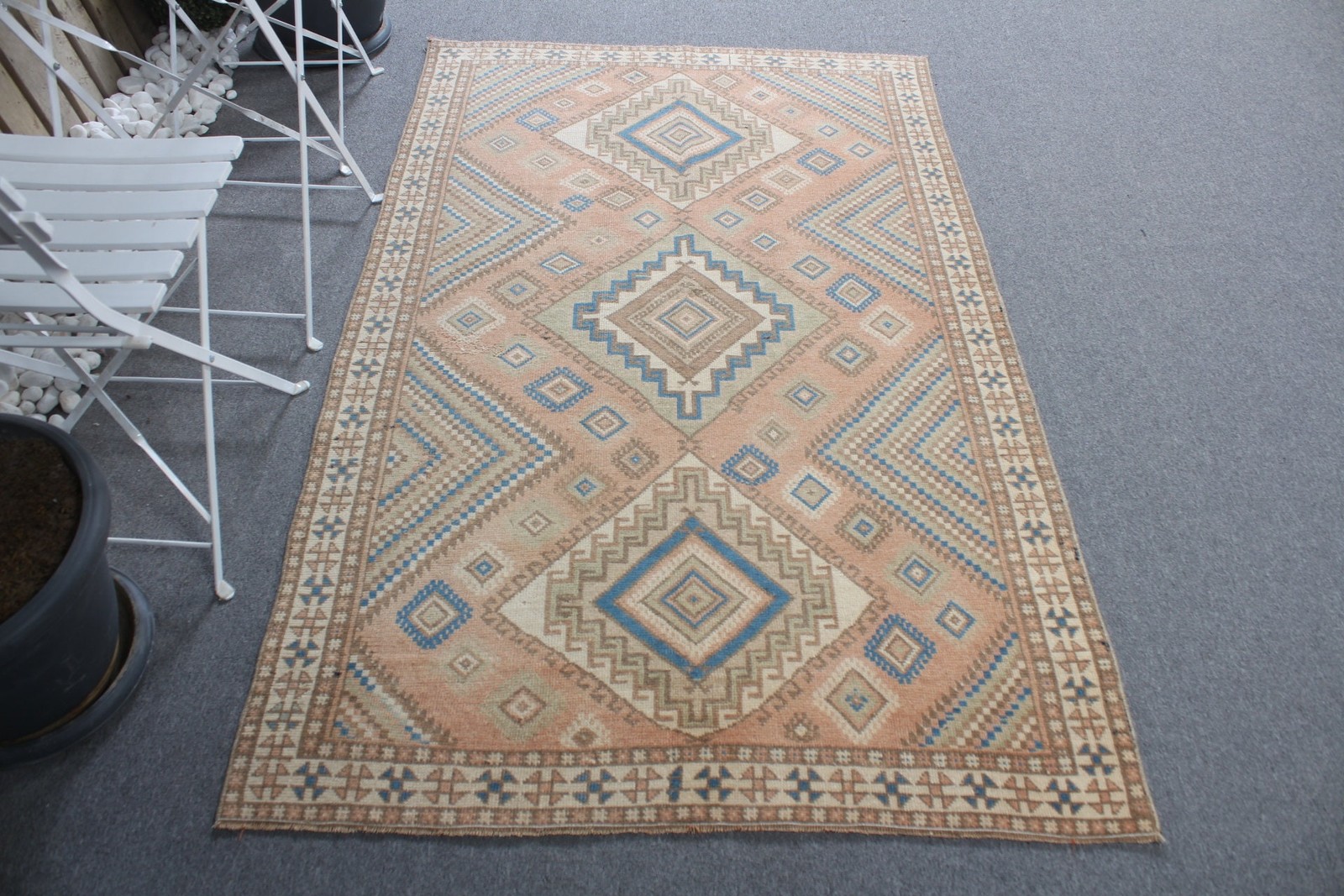 Vintage Area Rug 6,3x3,9 ft (193x120 cm), Turkish Brown Oriental Rug