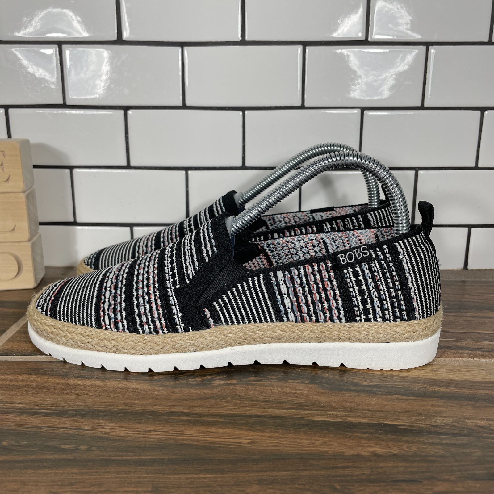 SKECHERS Bobs Flexpadrille 3.0 Island Muse Shoes Womens 7 Black Multi Slip On