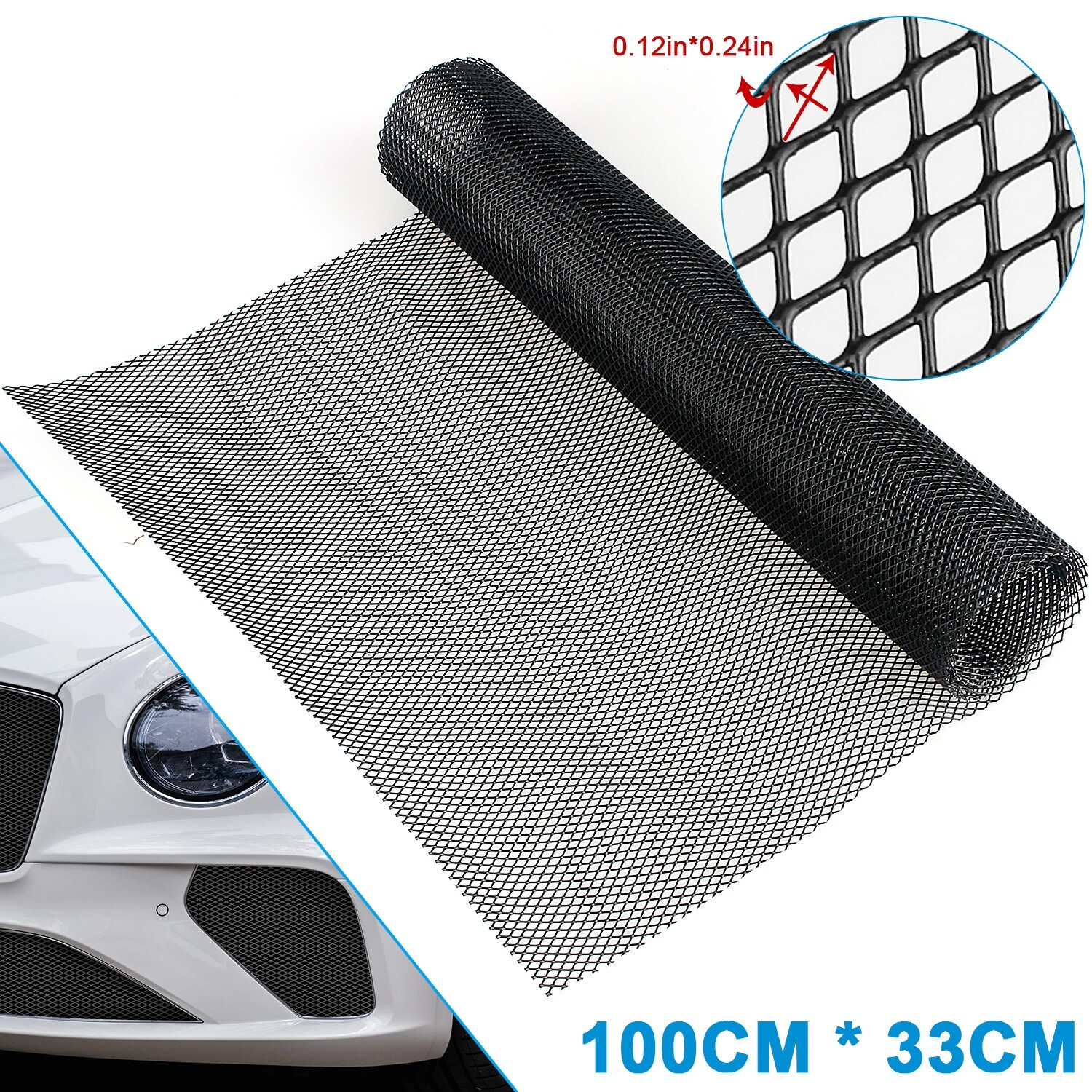 Universal Black Aluminum Mesh Grille Cover-40\