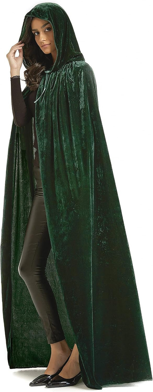 Adult Hooded Velvet Cloak, Halloween Witch Vampire Costume Cape, Men & Women