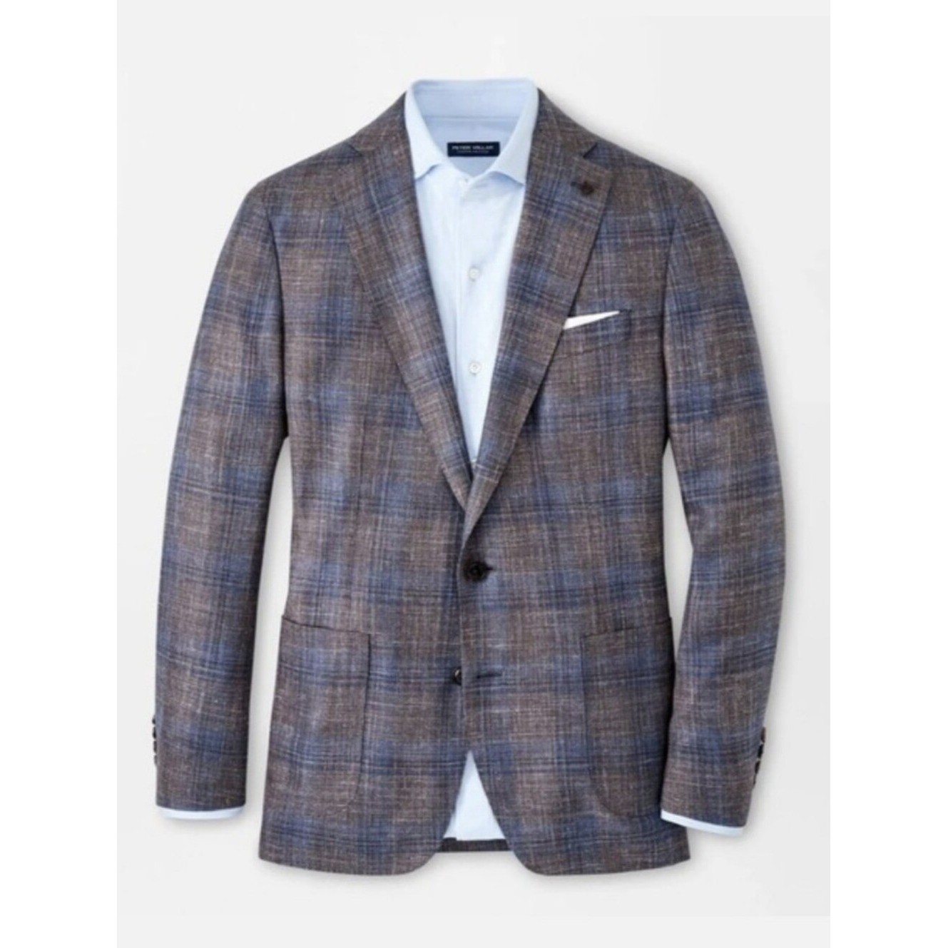 NWOT Peter Millar Espresso Dawson Plaid Soft Jacket Sport Coat Blazer Suit 40R