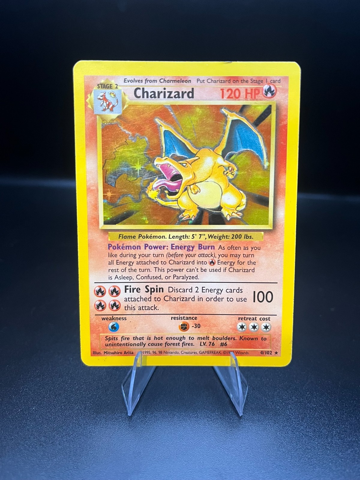 1999 Pokemon Base Set Charizard 4/102 Holo Rare Unlimited WOTC Vintage