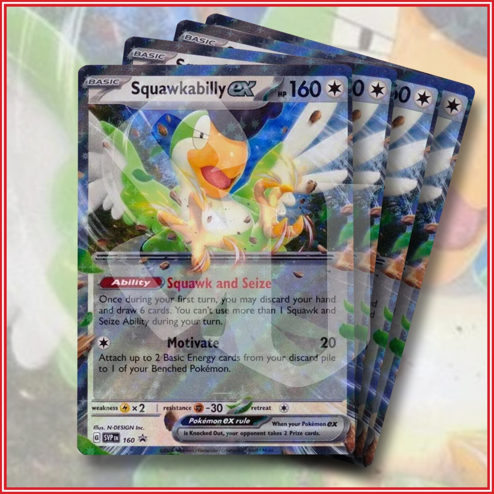 Pokémon TCG Squawkabilly ex promo 160 x4 Scarlet & Violet