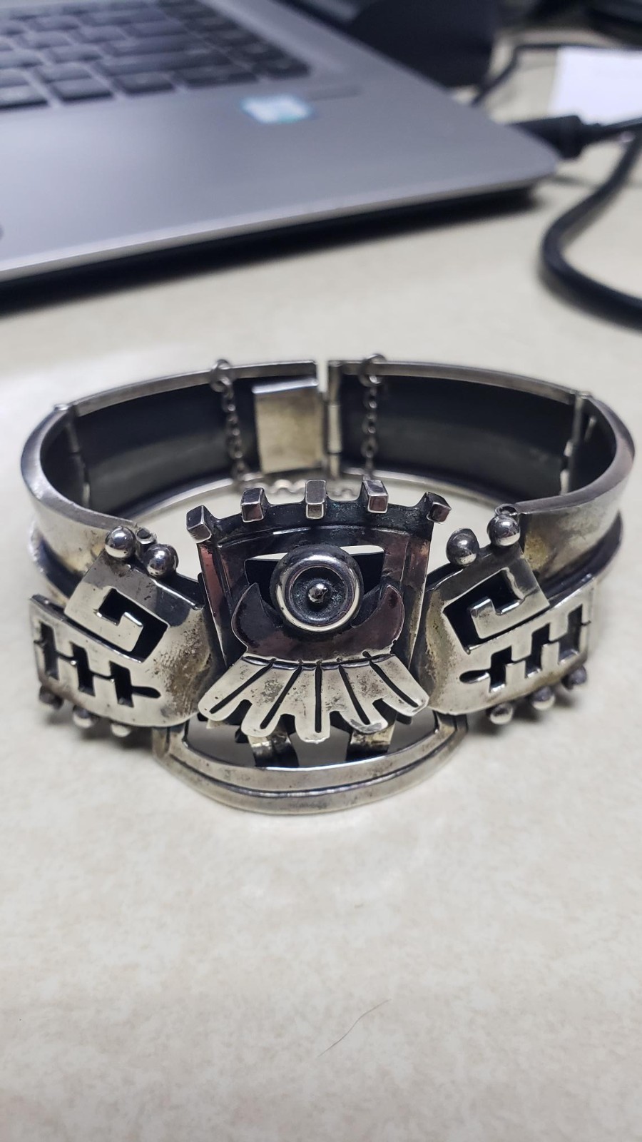 Vintage Aztec Style Taxco Sterling Silver Bracelet Vintage Aztec Style Taxco Sterling Silver Bracelet