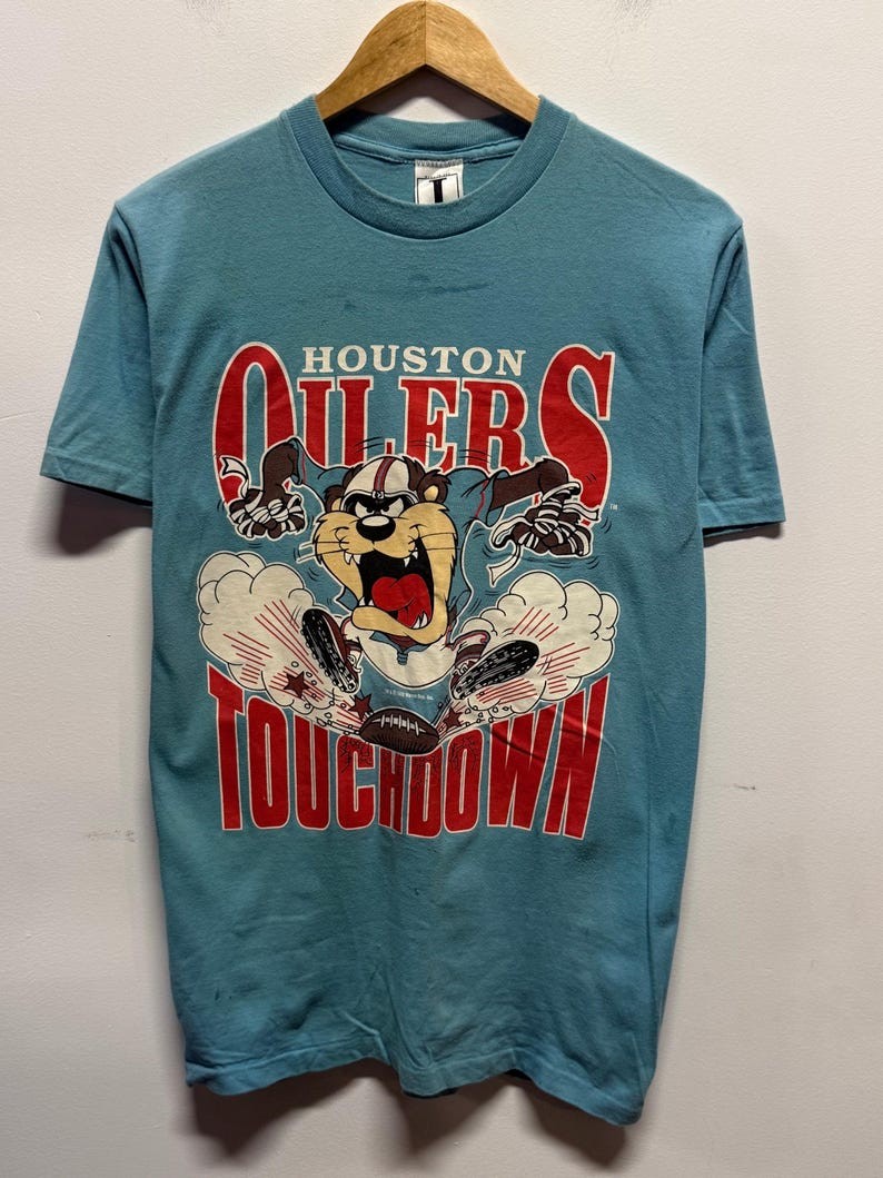 1990 Football Looney Tunes Houston Oilers NFL Graphic T shirt Men Women HN4901