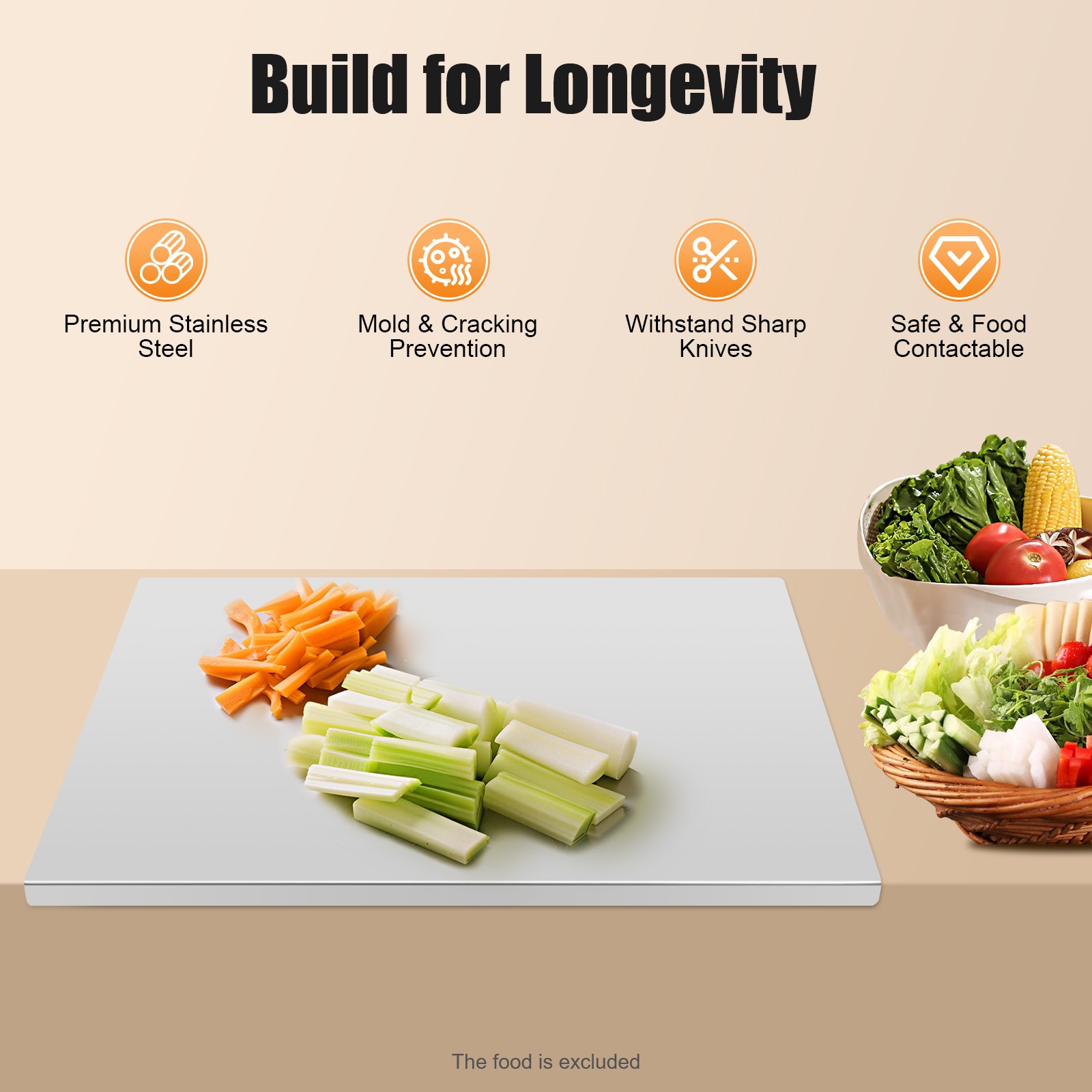 24X20in Stainless Steel Chopping Cutting Board Counter w/ Front Overhang TOP 24X20in Stainless Steel Chopping Cutting Board Counter w/ Front Overhang TOP