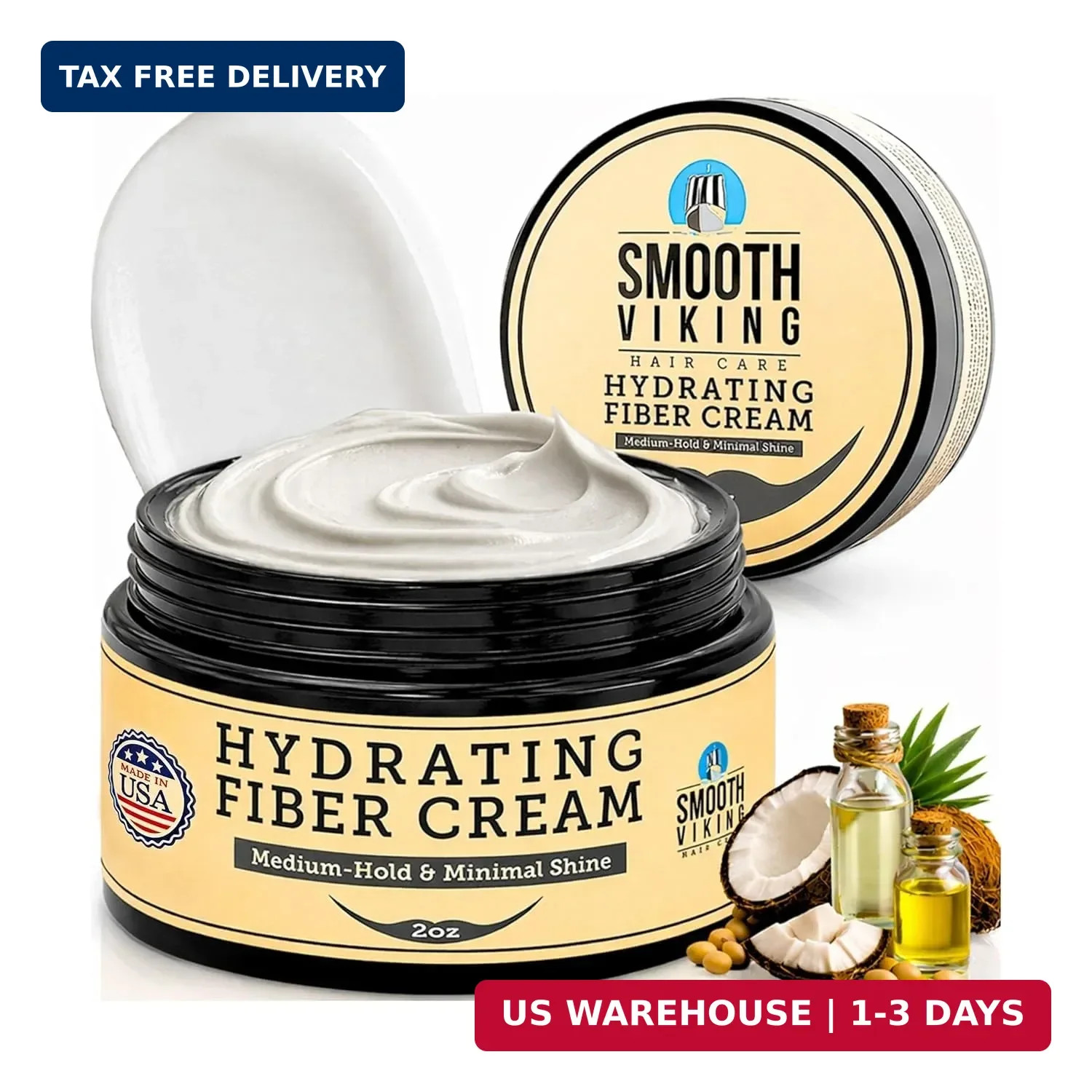 Smooth Viking - Hydrating Fiber Cream for Men, Medium Hair Hold - 2oz