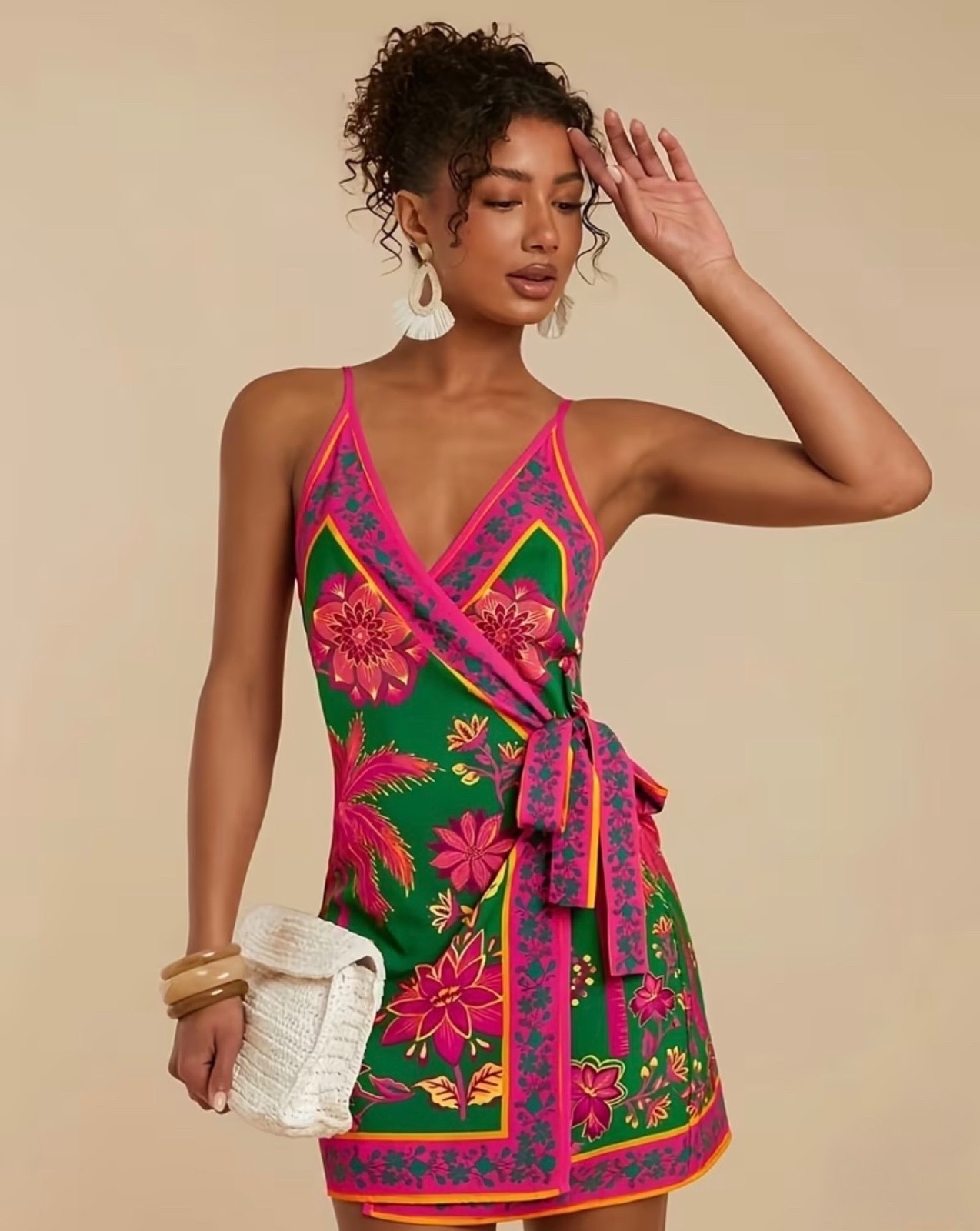 Women's floral print wrap-front vacation slip dress NEW Women's floral print wrap-front vacation slip dress NEW