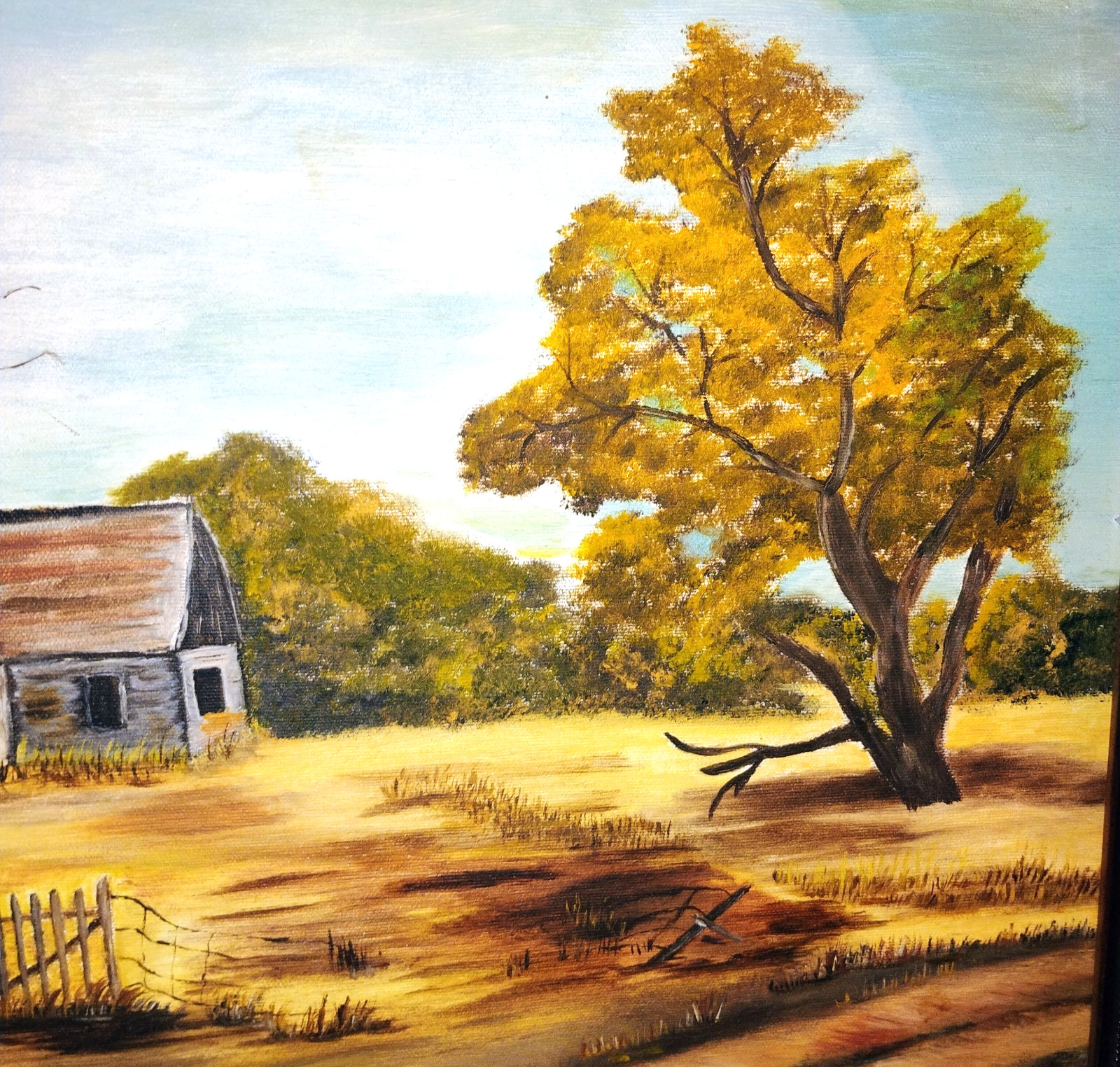 Original Oil Painting on Canvas – Framed Vintage Countryside Landscape Signed Original Oil Painting on Canvas – Framed Vintage Countryside Landscape Signed