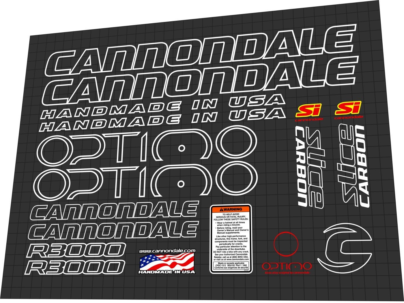 2004 Cannondale CAAD7 R3000 Optimo Black Frame DECAL SET