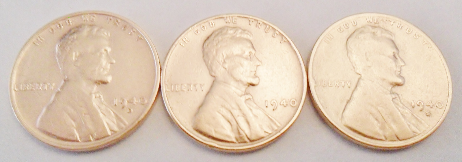 1940 P D S Lincoln Wheat Cent / Penny Set  AVE CIRCULATED  **FREE SHIPPING**