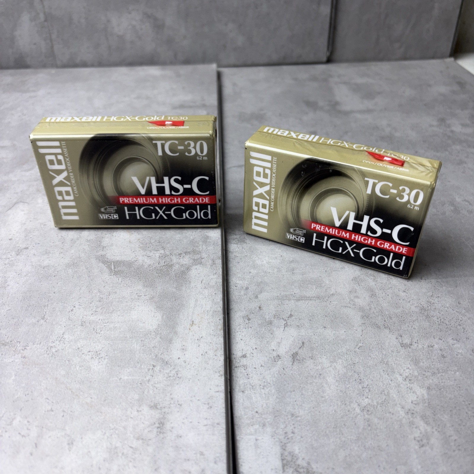 2 Maxell VHS-C HGX-GOLD TC-30 Video Camcorder Tapes Brand New Sealed