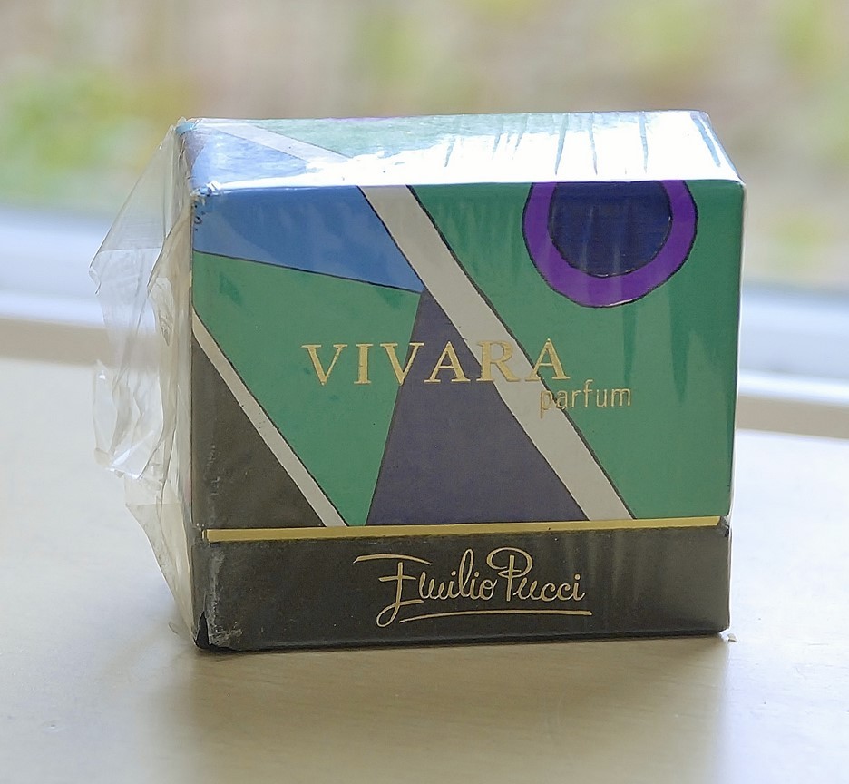 Vtg VIVARA (1965) by EMILIO PUCCI splash PURE PARFUM 30ml 1 oz OLD VERSION LARGE