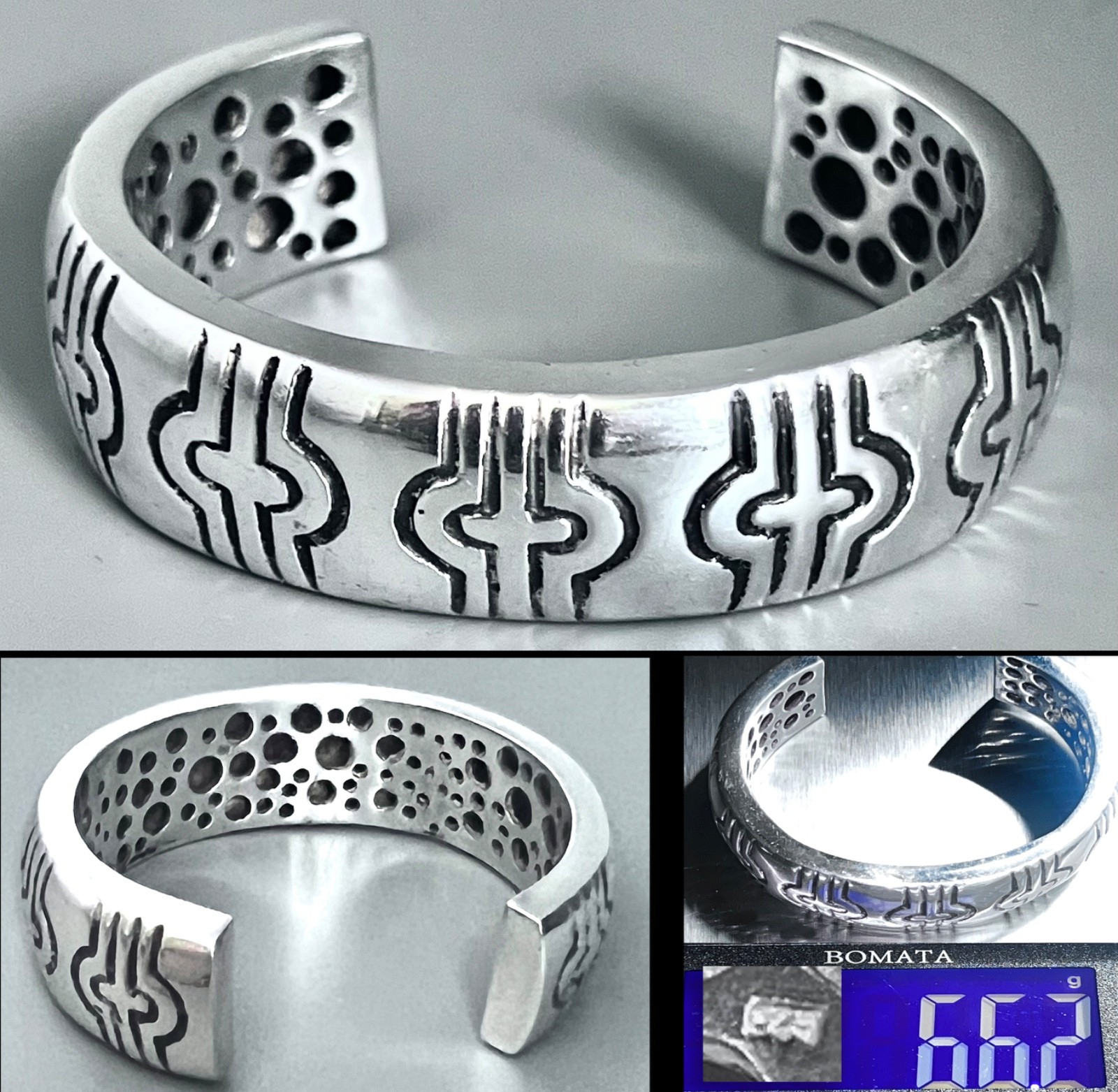 VINTAGE HEAVY STERLING SILVER WIDE CUFF BRACELET 66.2g MODERNIST STATEMENT VINTAGE HEAVY STERLING SILVER WIDE CUFF BRACELET 66.2g MODERNIST STATEMENT