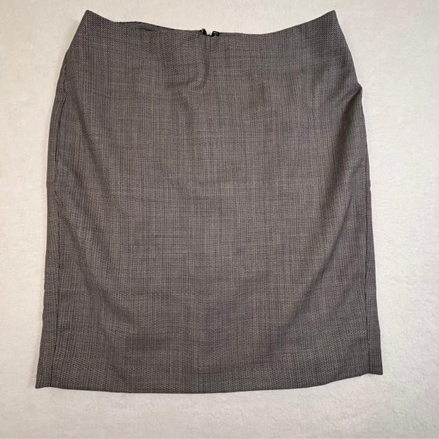 Talbots Petites Wool Blend Houndstooth Pencil Skirt Black White 8P 0017