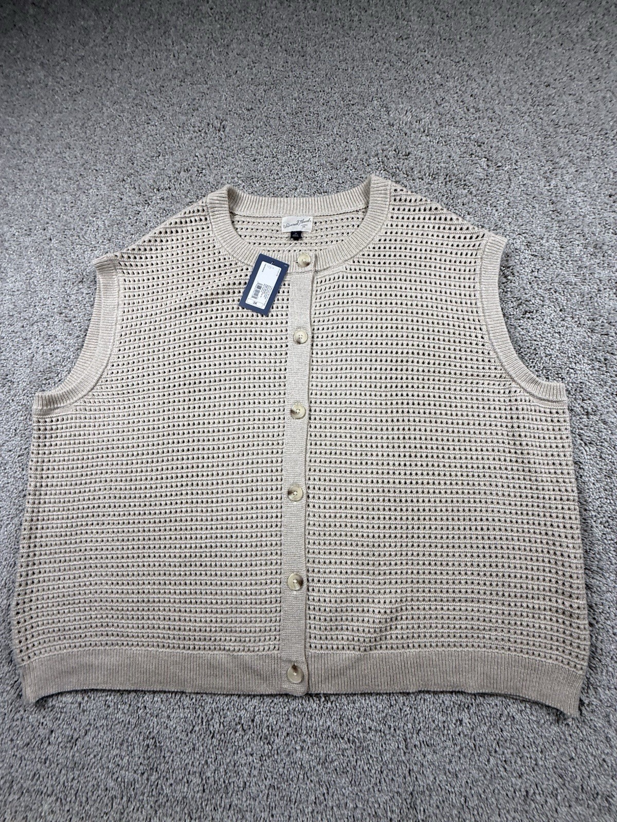 NWT Universal Thread Womens 3X Beige Sleeveless Sweater Vest Cotton