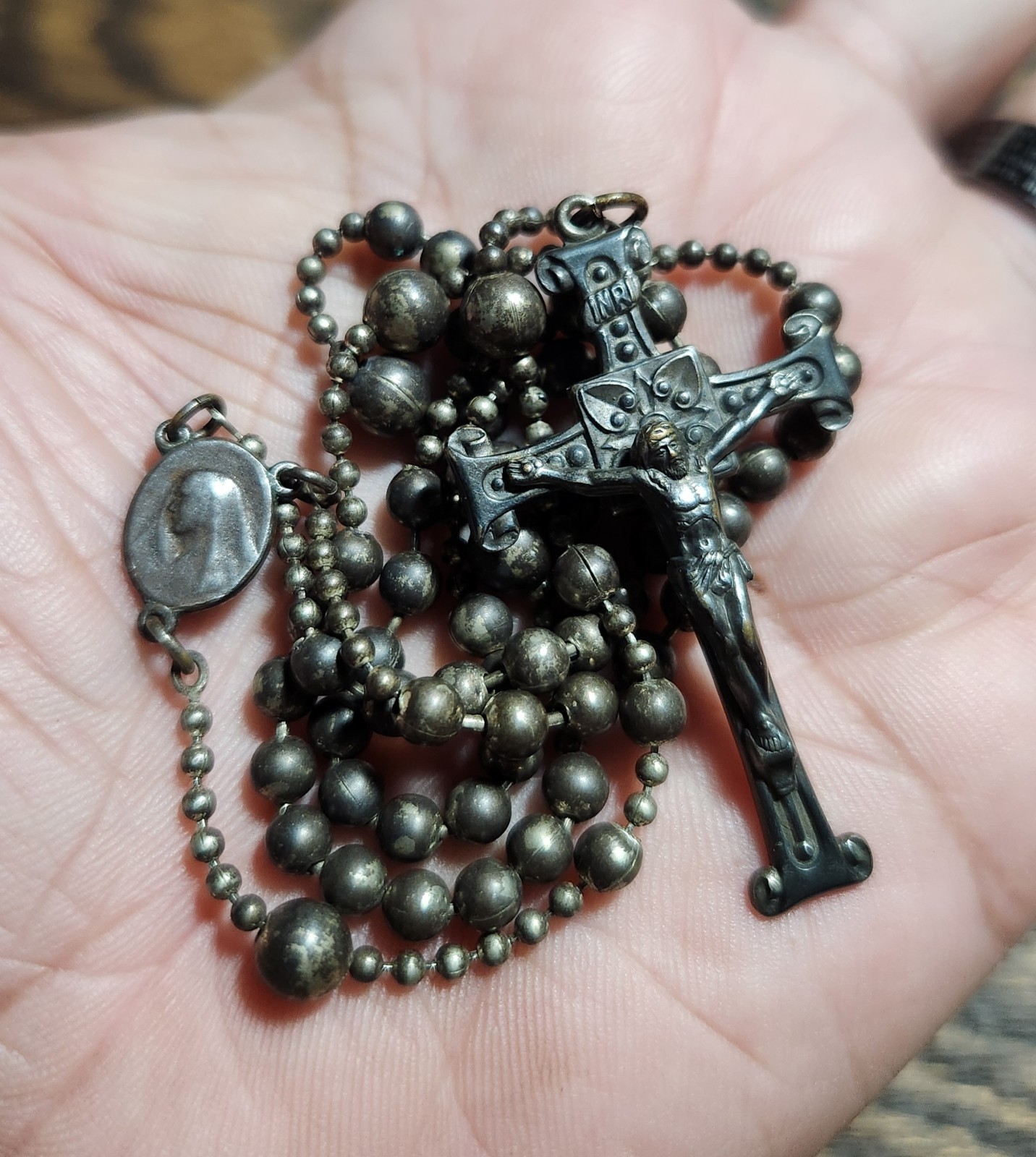 Vintage WWII Military Rosary Religious Catholic Medal Crucifix Pendant Lot #G