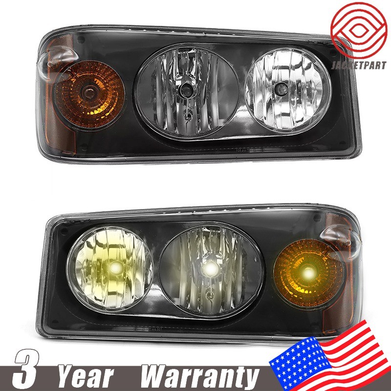 2pcs Halogen Headlights Assembly for Mack Granite GU4/GU5/GU7/GU713/GU8 w/ Bulbs