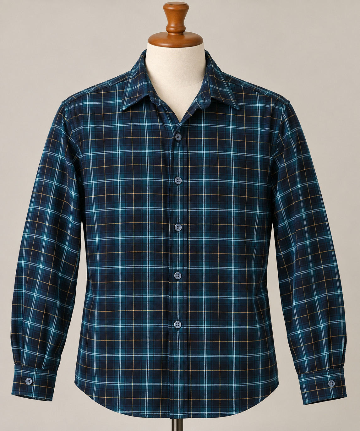 Old Navy The Classic Shirt Womens Large Green Blue Yellow Plaid Button Up L