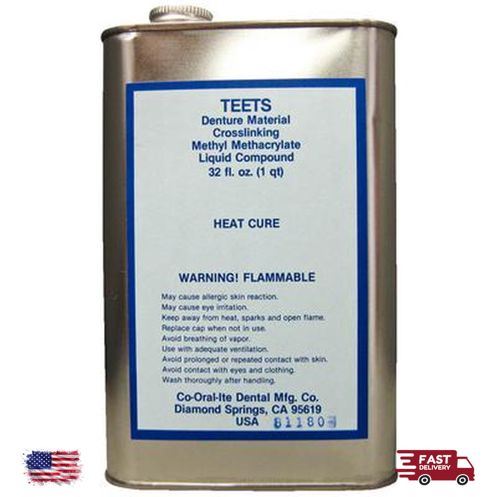 Heat Cure Denture Repair Acrylic Liquid 32 oz 1 Quart Dental Base Materials