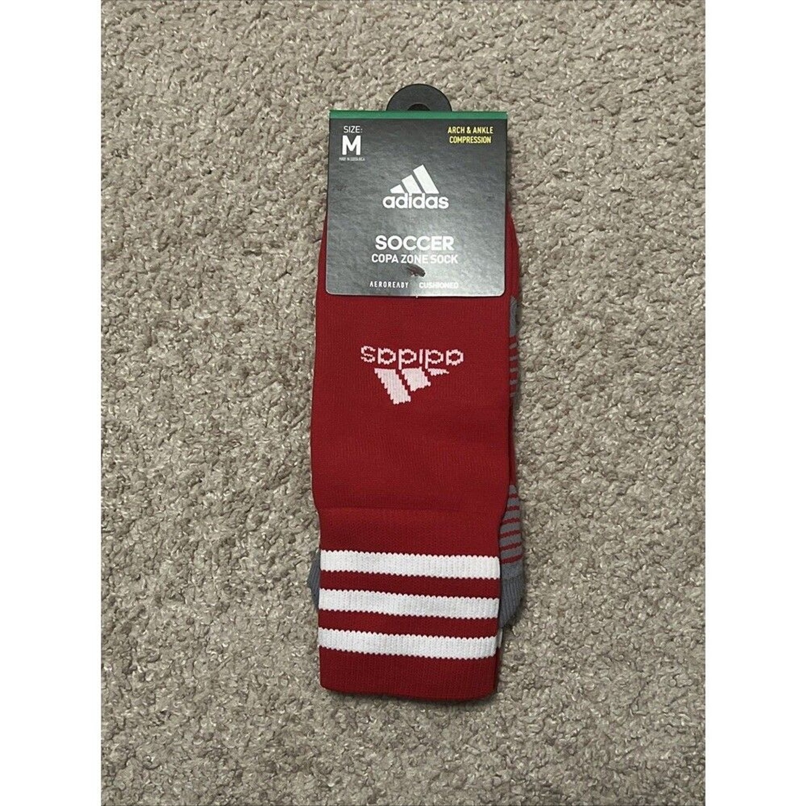 Adidas Black Soccer Socks - Climalite Cops Zone Cushion Size Medium - Red - NEW