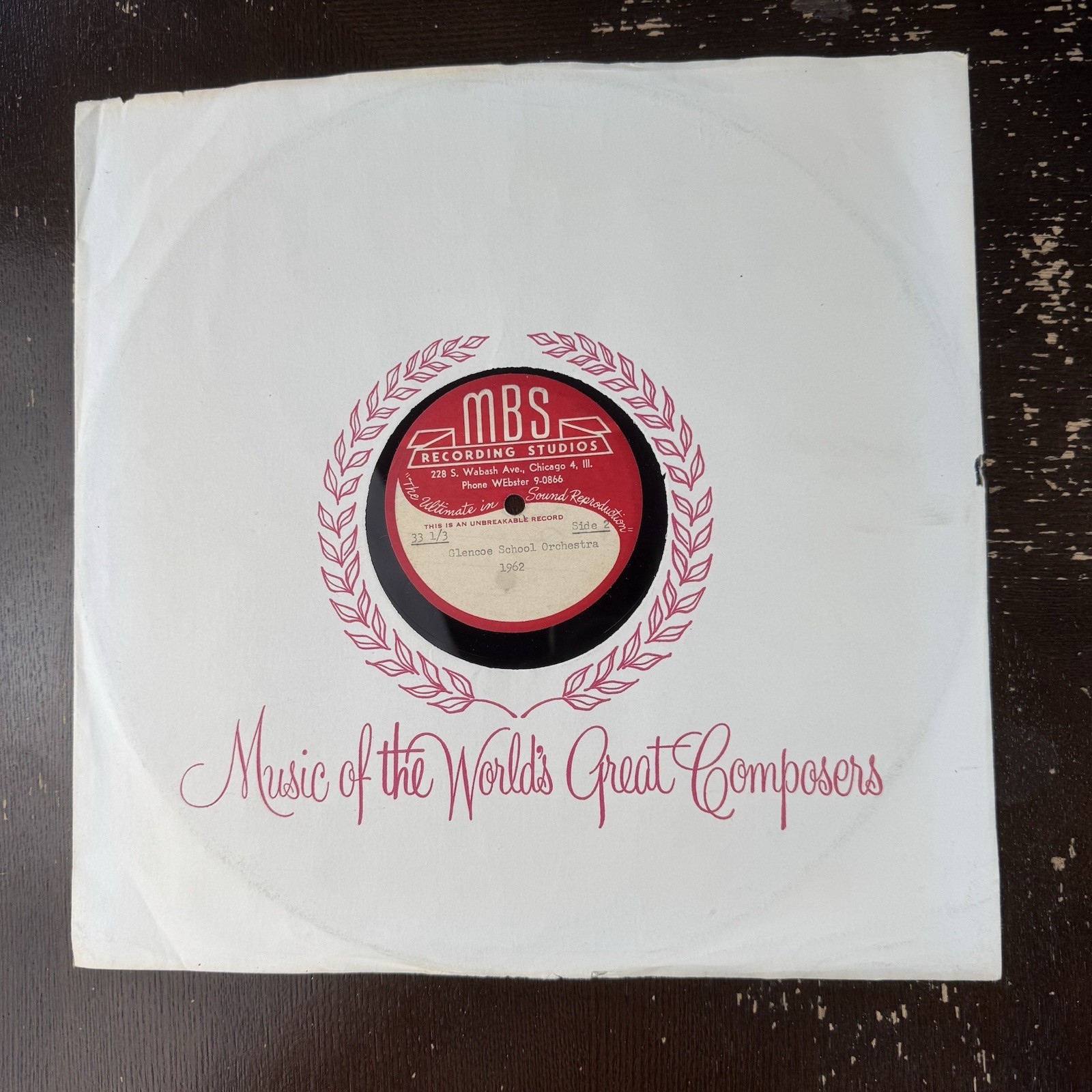 Glencoe School Orchestra 1962 Vinyl Record MBS Recording Studios Unbreakable Glencoe School Orchestra 1962 Vinyl Record MBS Recording Studios Unbreakable