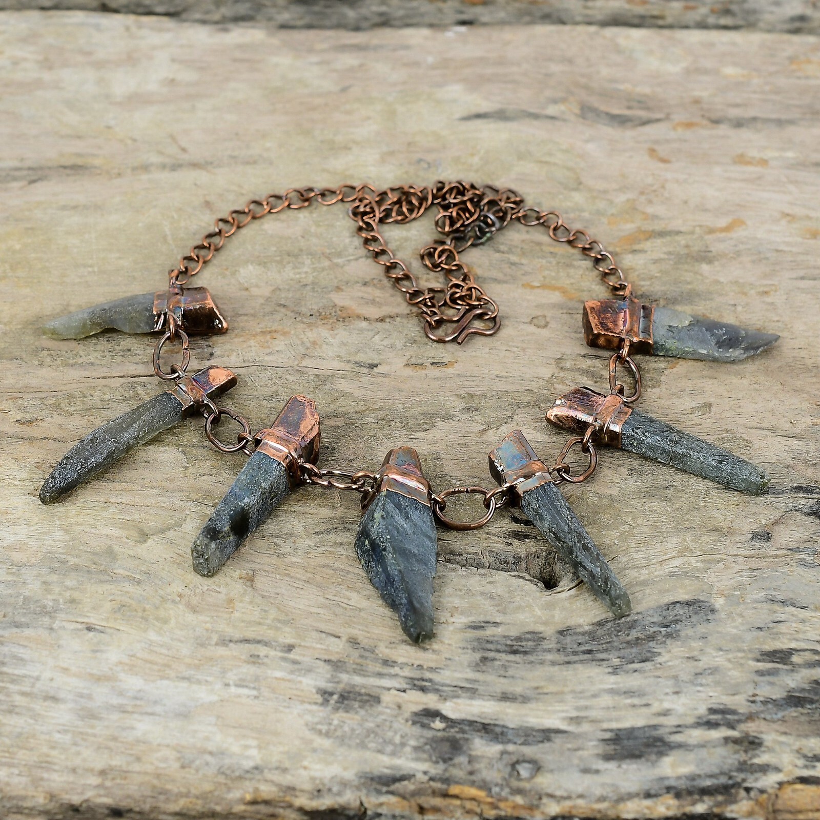 Labradorite Rough Copper Gift For Love Electroformed Adjustable Necklace 18.0\