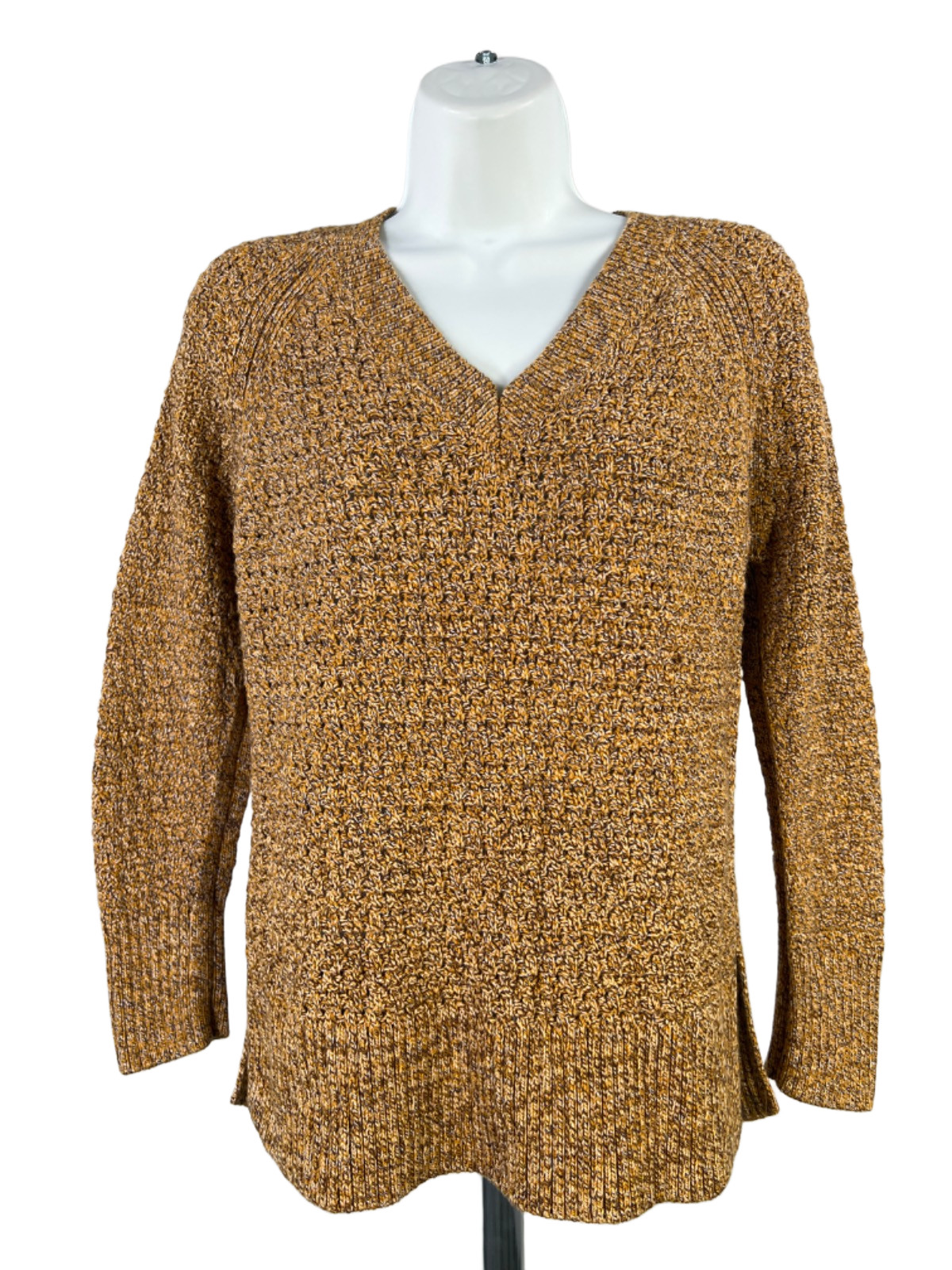 Pure J Jill Women\'s Yellow Knit V-Neck Long Sleeve Sweater - S