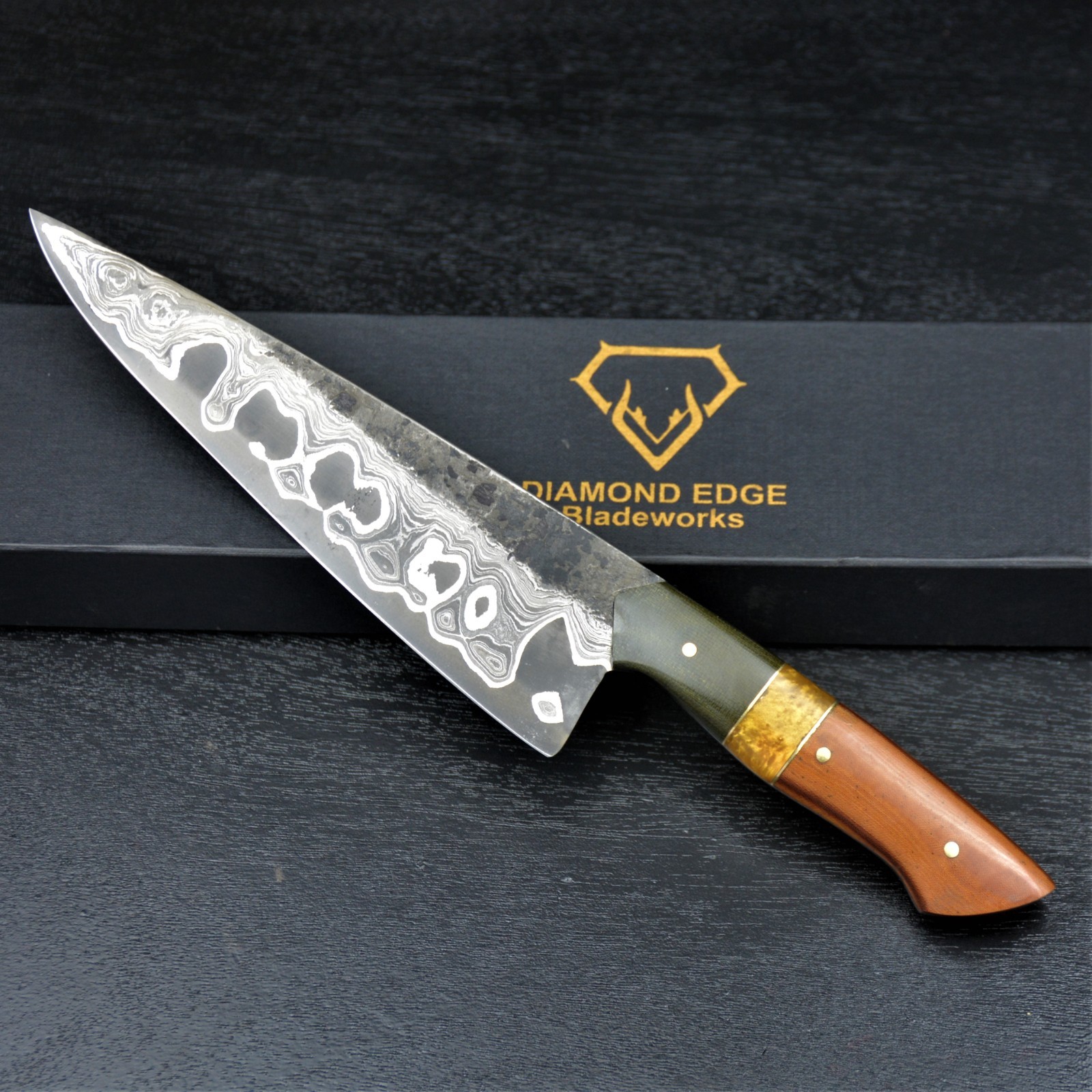 Forged Western Style Damascus  Chef Knife San Mai , 52100 steel , G 10 Handle