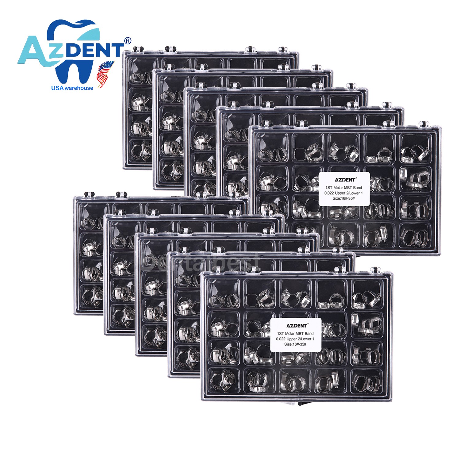 AZDENT Bandas de ortodoncia dental Tubo bucal Primer molar MBT 022 \