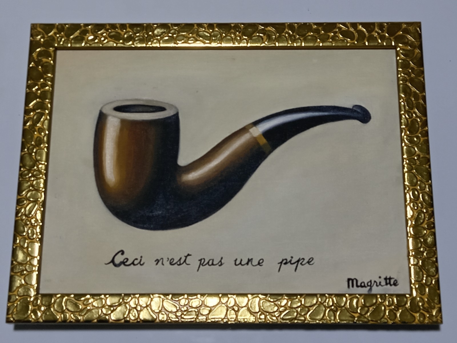 Rene Magritte , Painting Oil On Canvas , signed stamped vintage.