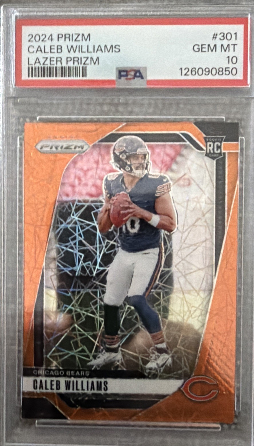 2024 Panini Prizm - Rookies Caleb Williams #301 Lazer Prizm (RC). PSA 10. Bears.