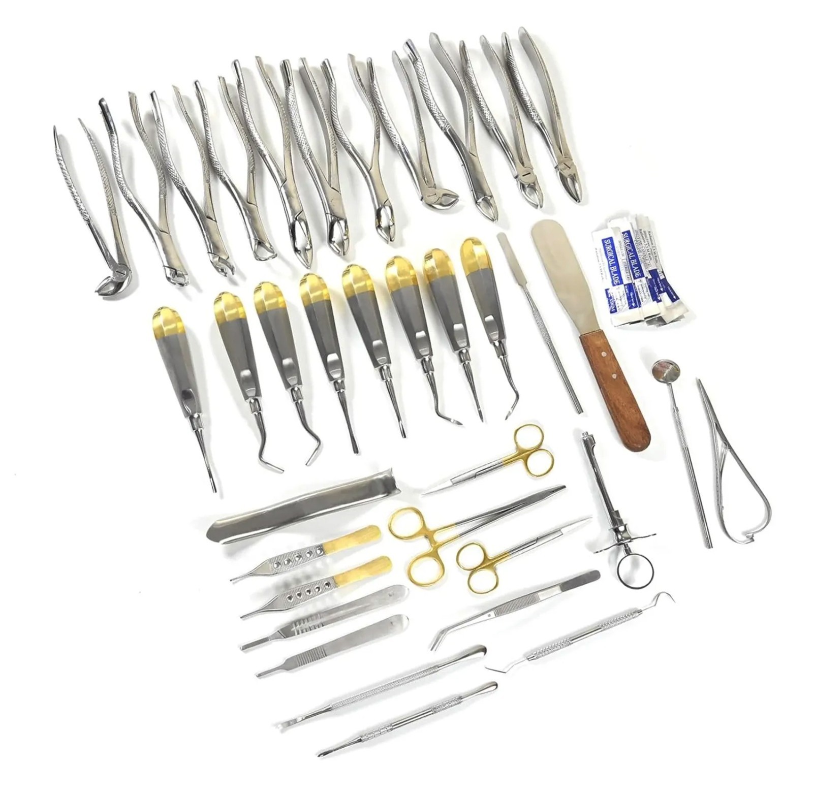 74 Oral Dental Surgery Extracting Elevators Forceps Instrument Kit Set German