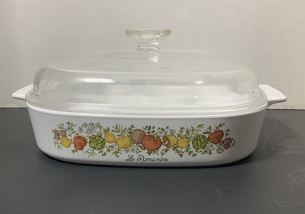 Vintage Corning Ware Spice of Life Le Romarin 2.5 Qt Casserole Dish w/ Pyrex Lid