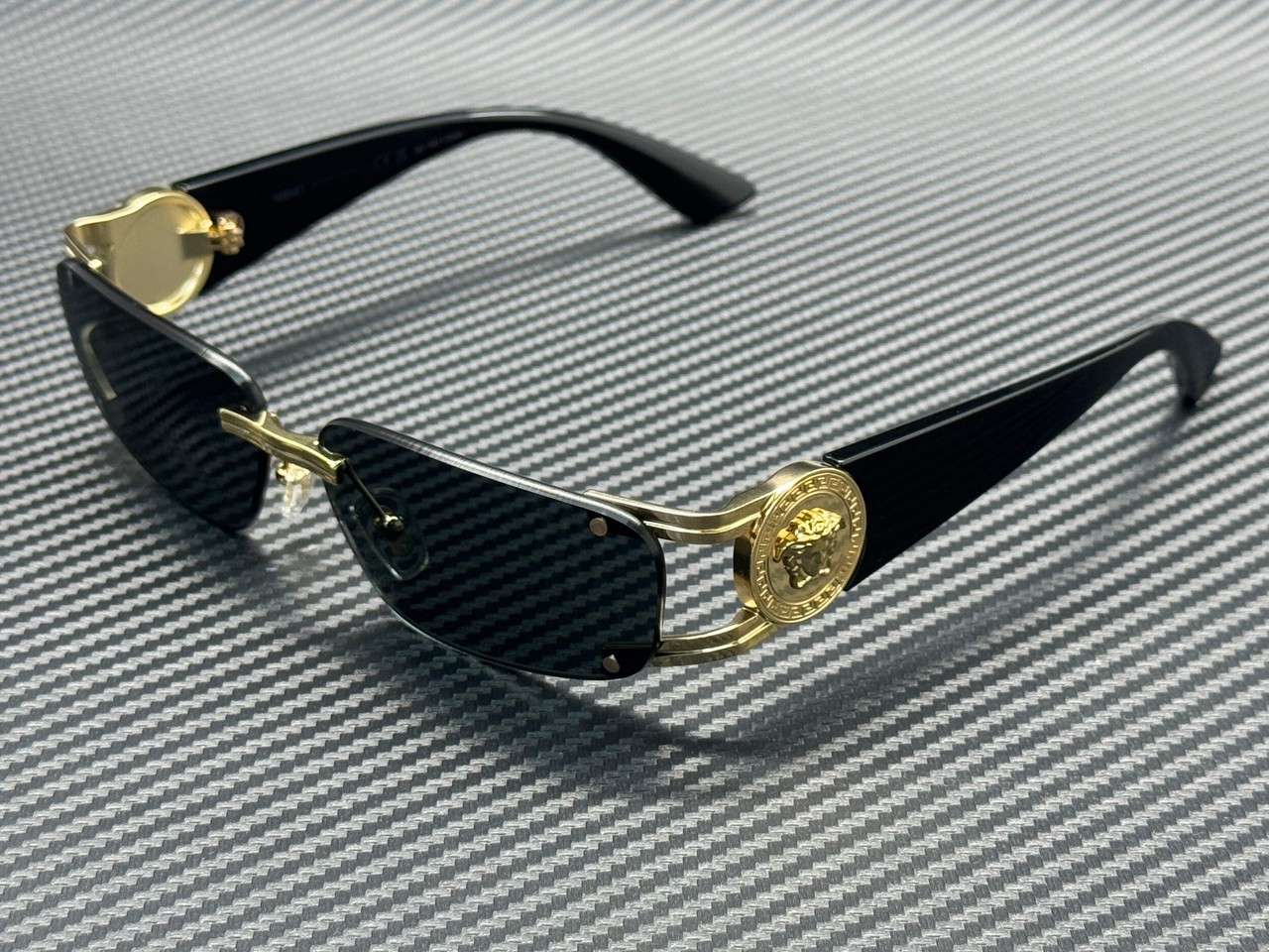 VERSACE VE2291 100287 Gold Dark Grey Men\'s 59 mm Sunglasses