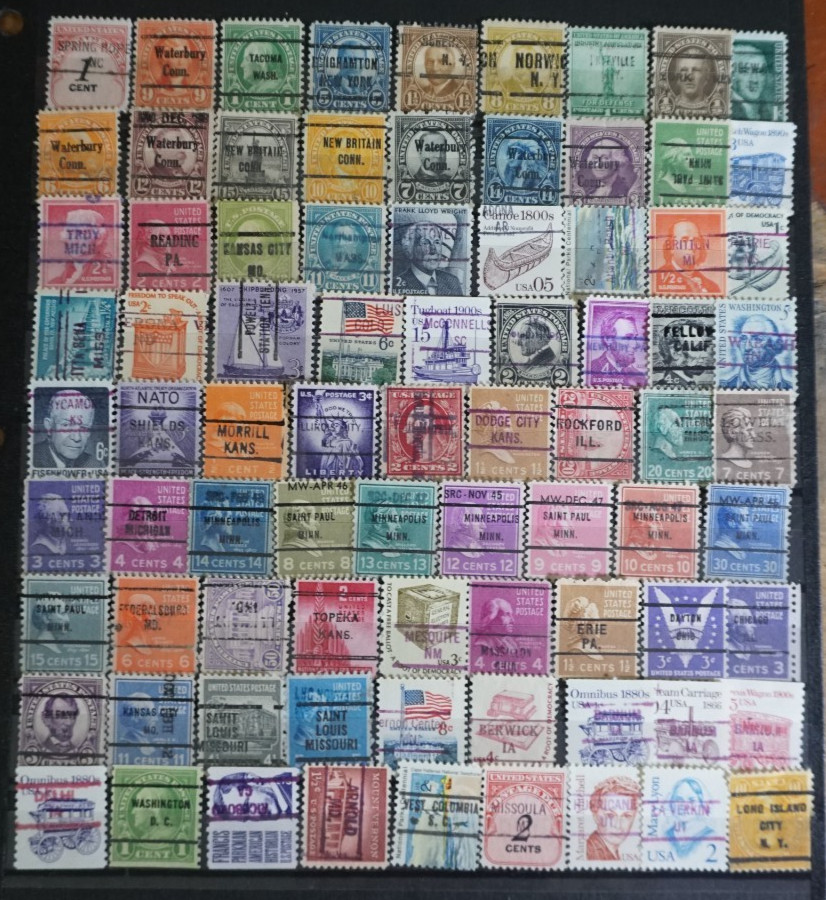 One page of precancel stamps all different One page of precancel stamps all different