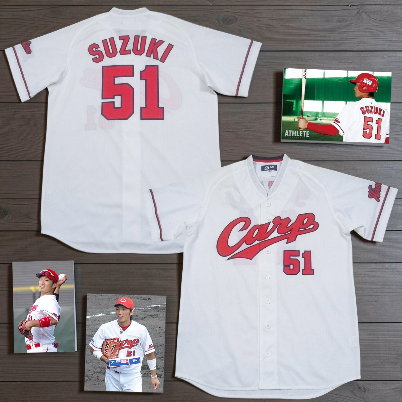 RARE 2013-18 Seiya Suzuki #51 Hiroshima Toyo Carp White NPB Baseball Jersey L