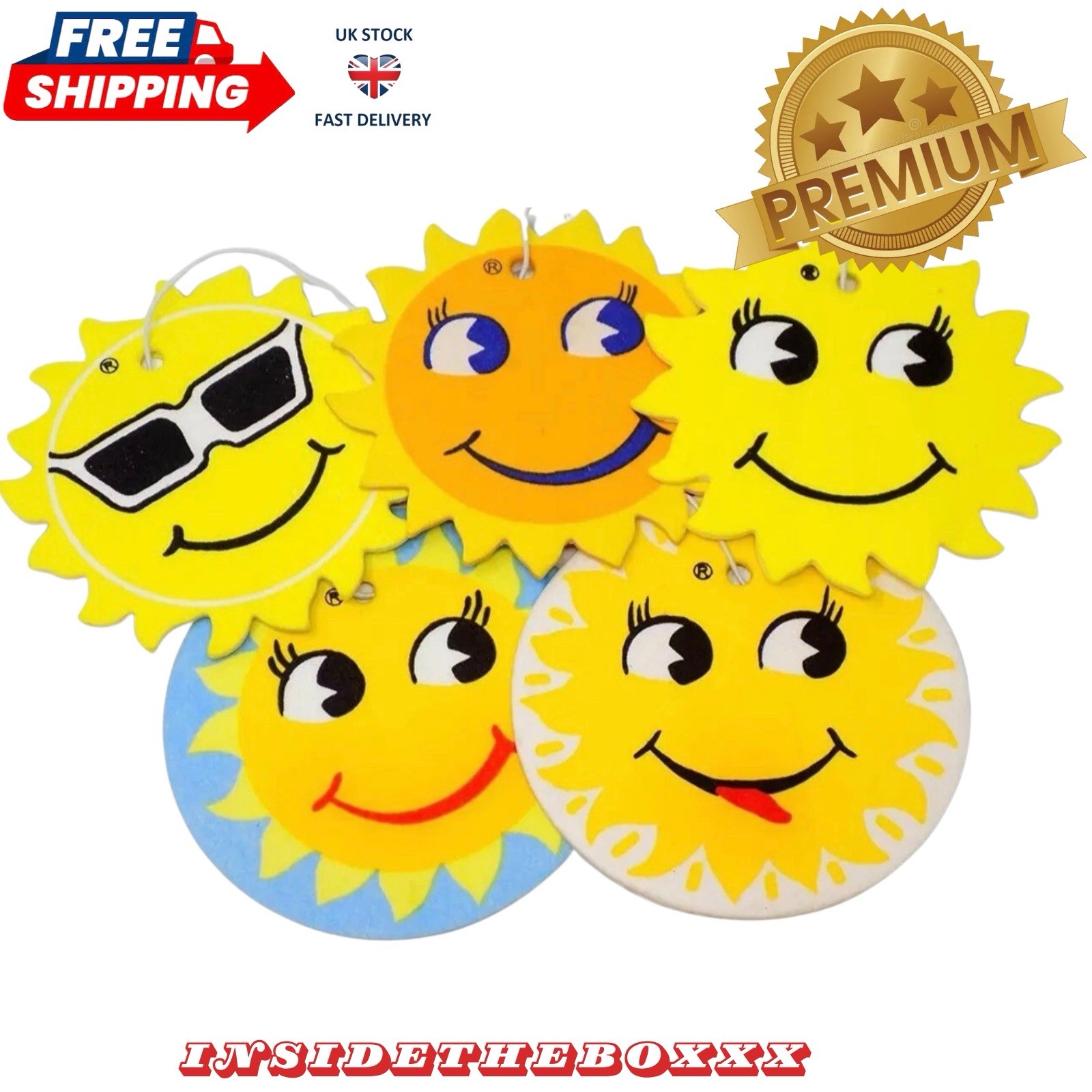 50x Car Air Fresheners Coveva Valeting Caravan, Home, Air Fresheners Smiley Sun