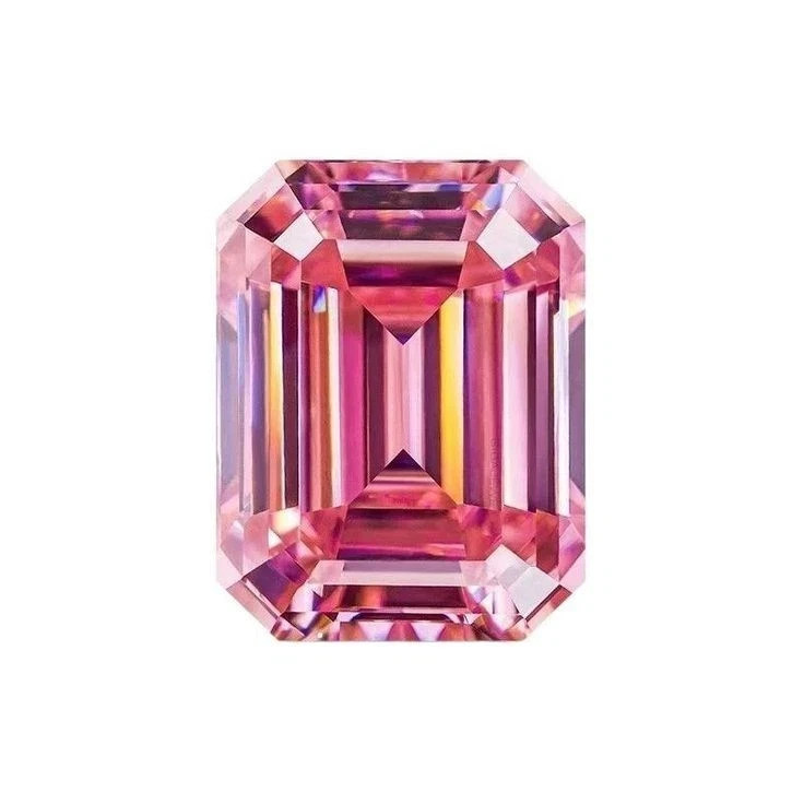 Certified 7 CT Emerald Shape Natural Pink Color Loose Lab Grown Diamond VVS1