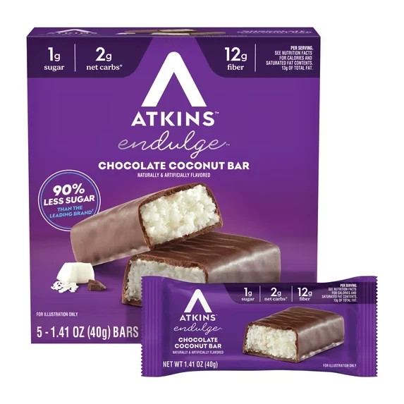 Atkins Endulge Treats, Chocolate Coconut Bars, 5 Count Atkins Endulge Treats, Chocolate Coconut Bars, 5 Count