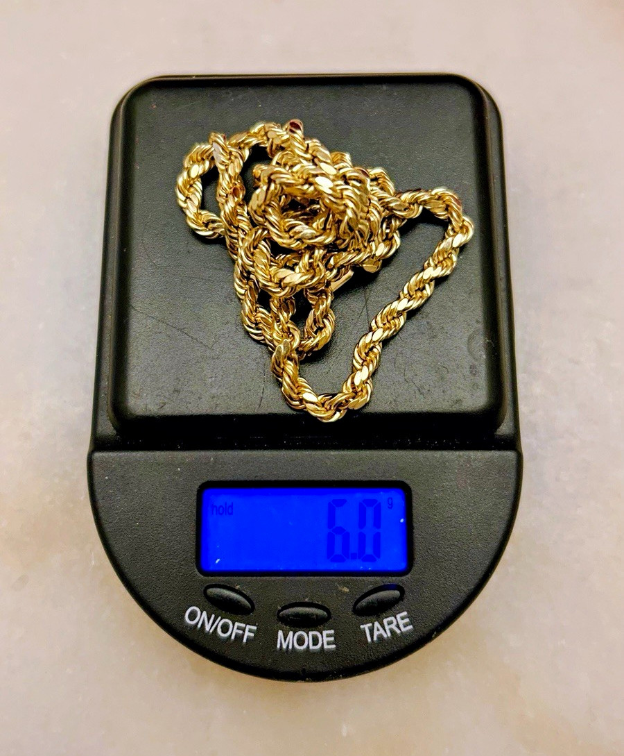 10k Yellow Gold Rope Chain Necklace 18 Inches 6.0 Grams