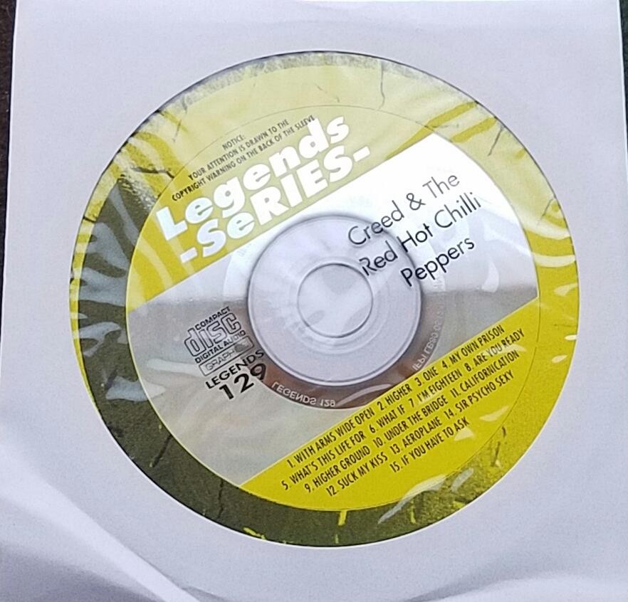 LEGENDS KARAOKE CDG DISC CREED & RED HOT CHILLI PEPPERS ALTERNATIVE ROCK  #129 