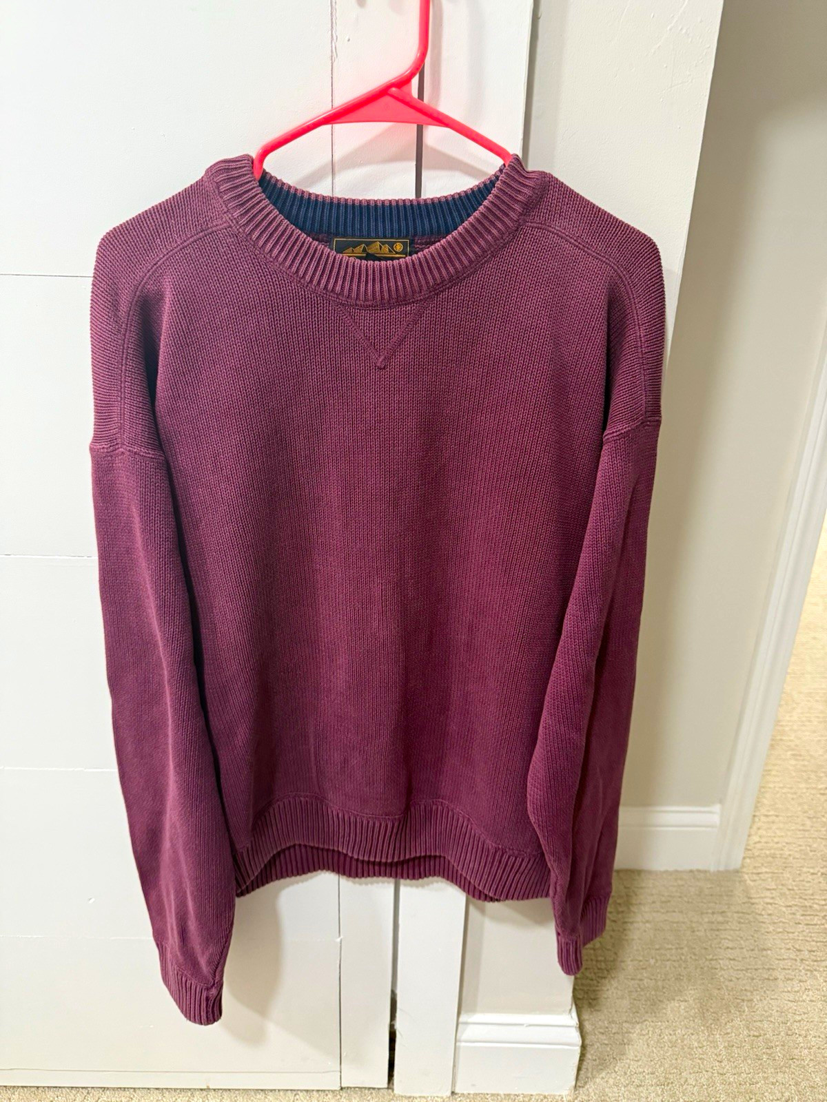 Vintage Eddie Bauer Chunky Cotton Crewneck Sweater Mauve Purple Size L