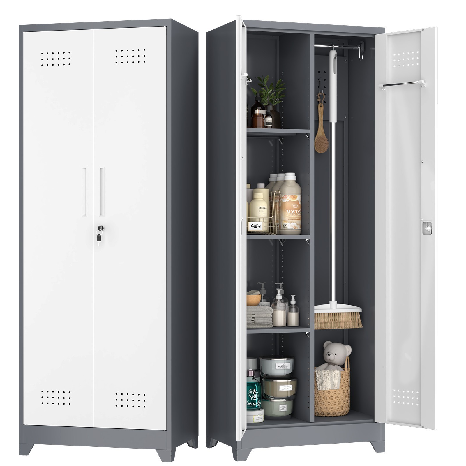 Broom Closet Cabinet , Brooms and Mop Storage Cabinets, Utility Closet for Home Broom Closet Cabinet , Brooms and Mop Storage Cabinets, Utility Closet for Home