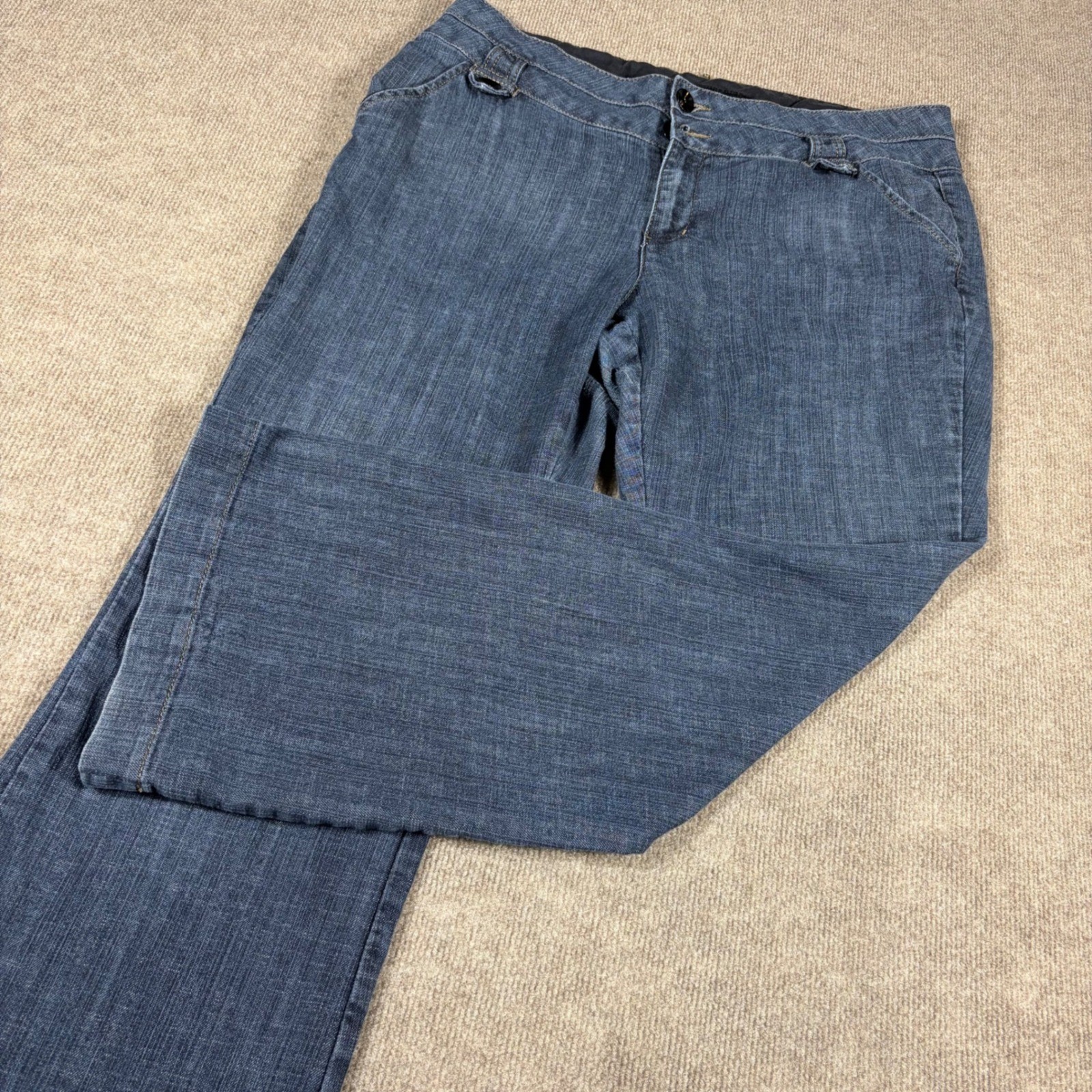 Ashley Stewart Womens 18W Wide Leg Denim Trousers Blue Stretch Cotton Blend 0975